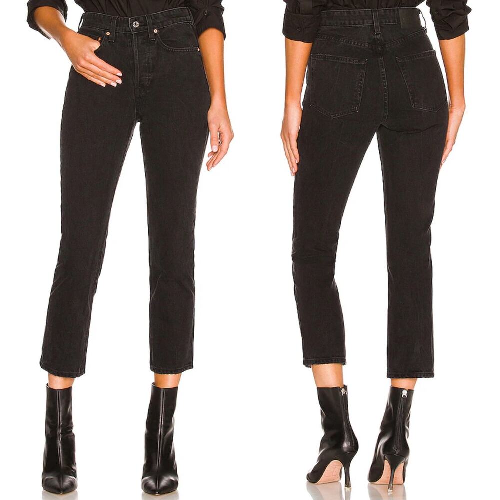 GRLFRND Karolina High Rise Straight Crop Jeans East Side Black Size 25